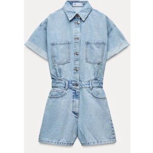 Zara Cute One Piece Denim Casual Summer Vacation Feminine Romper Size XS NWT